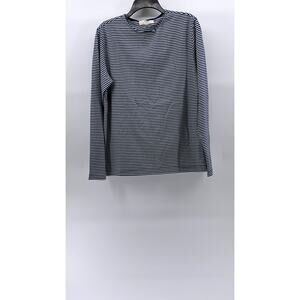 ZARA ORIGINS Women's Blue-White Horizontal Stripe Crewneck Long Sleeve Top SZ M